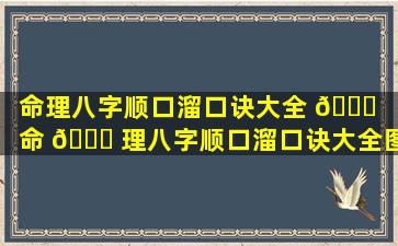 命理八字顺口溜口诀大全 🕊 「命 🐛 理八字顺口溜口诀大全图片」